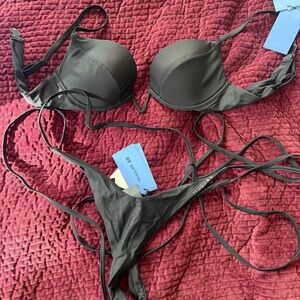 Black Padded Push-Up Bikini with Strappy Bottom mugger & h&m